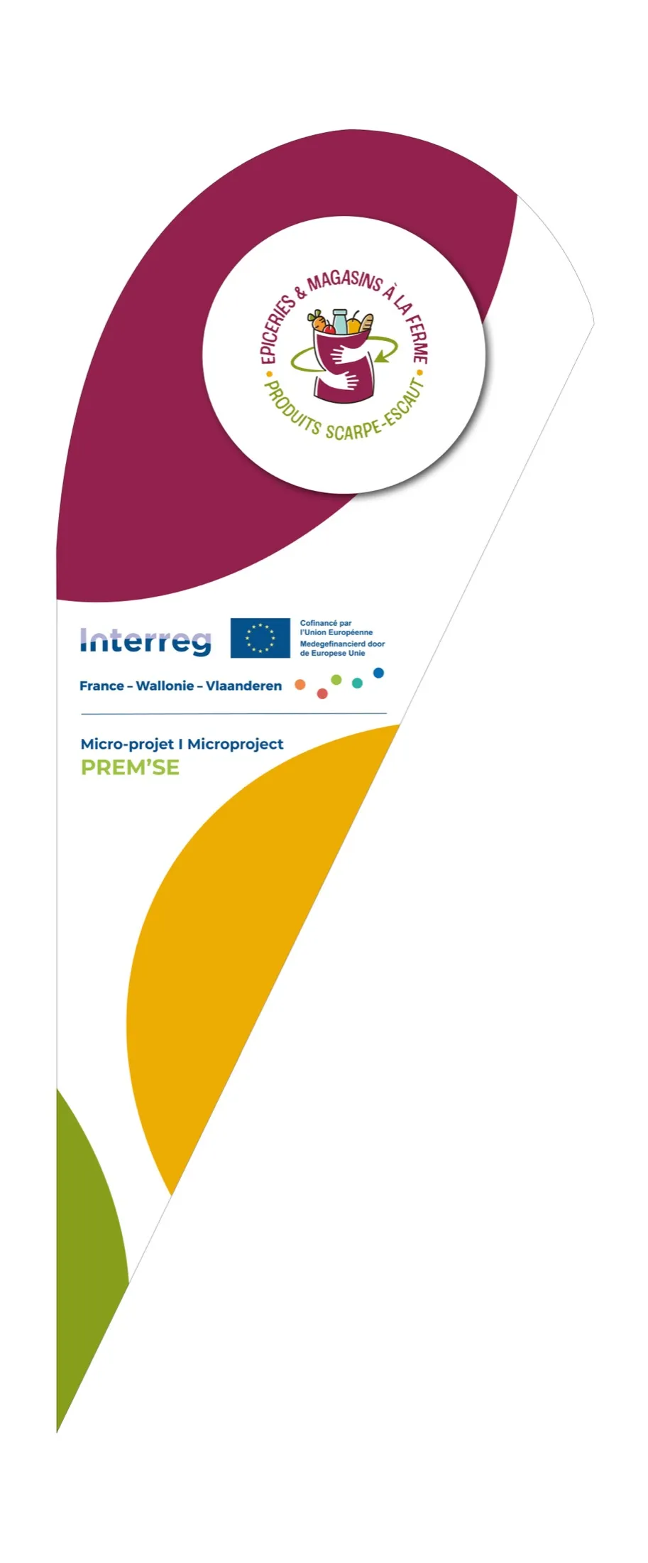 L'oriflamme, la version la plus réduite du système : le logo du réseau, le bloc Interreg, rien d'autre.